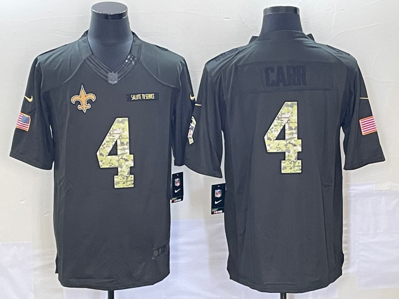 Men's New Orleans Saints #4 Derek Carr Black Jersey